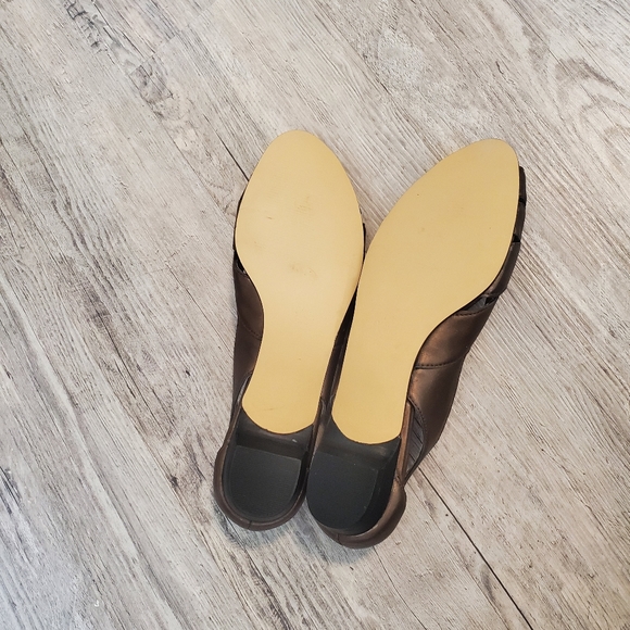 Mark Lemp Classics flats sandals peep toe metallic pewter shoes size 9.5 leather - Picture 9 of 10